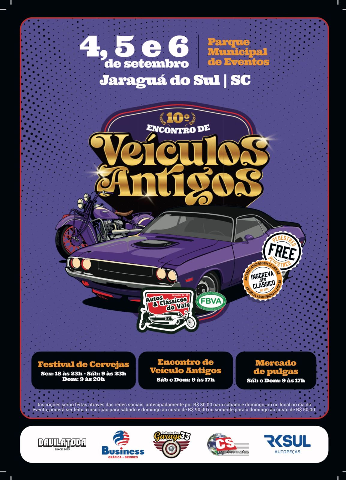 Cartaz oficial do 10º Encontro de Veículos Antigos — Autos & Clássicos do Vale